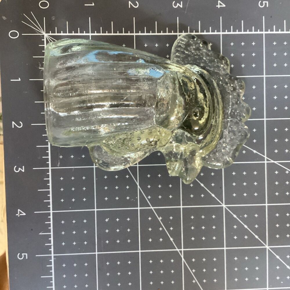 Vintage Glass Rooster Head Bottle Topper Clear Slight Green Cast 4” - Picture 10 of 11